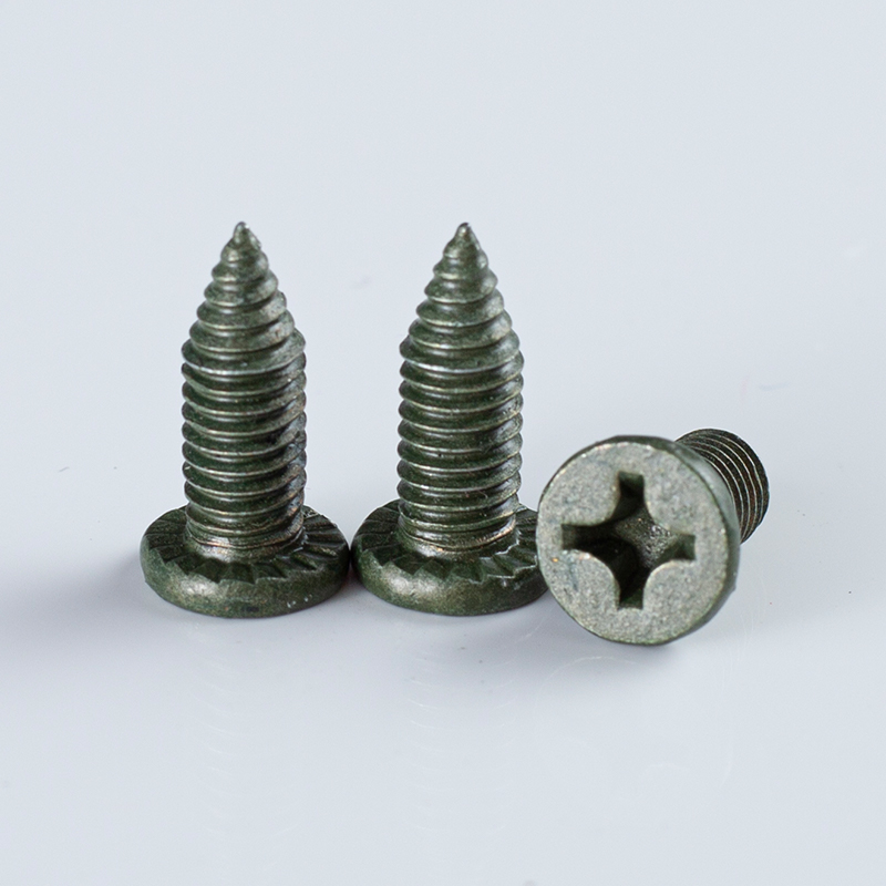 Tornillo de 6,0-24 × 16 con recubrimiento Ruspert verde 500H, cabeza plana Phillips, rosca triangular y punta afilada (PT5743C)