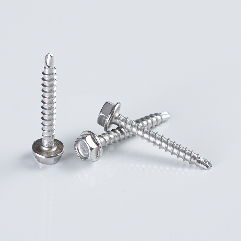 Tornillo autoperforante de 10-16×35 de acero inoxidable SS304, con cabeza hexagonal y vástago reducido