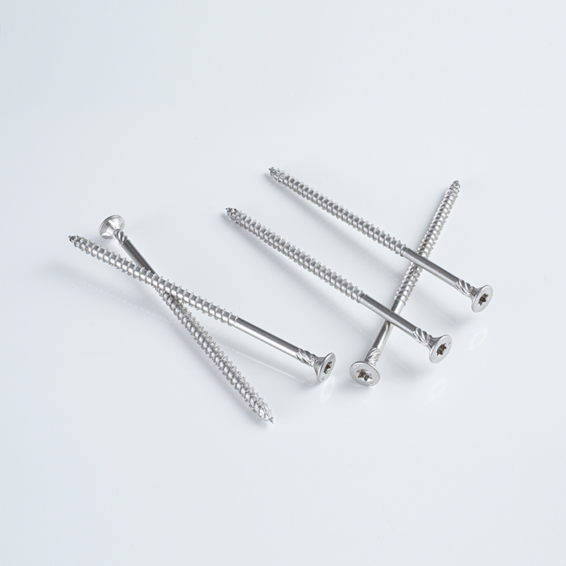 Tornillo para madera de 14-7×50-150 A4 SS316 con cabeza avellanada doble, accionamiento Torx, rosca doble y cabeza cónica cuadrada