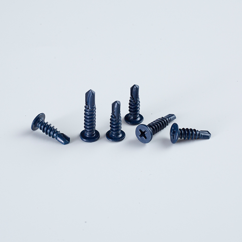 Tornillo autoperforante de 10-16×16-30 con cabeza tipo wafer azul y vástago reducido