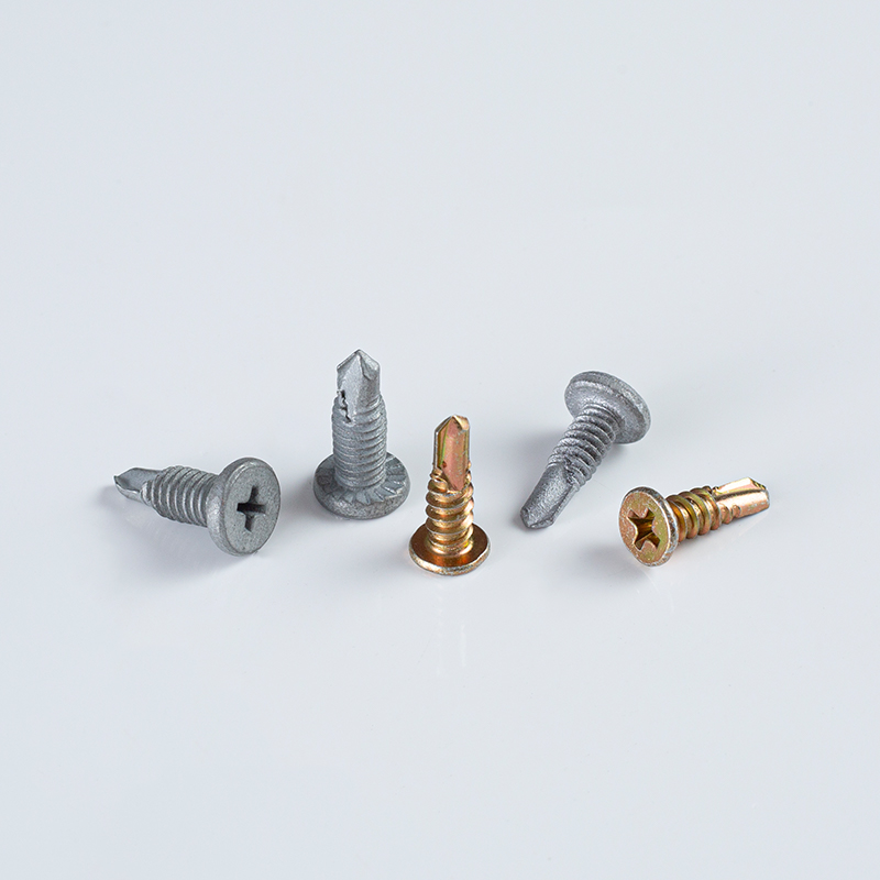 Tornillo autoperforante de 10-16×16-30 galvanizado amarillo con cabeza tipo wafer y vástago reducido