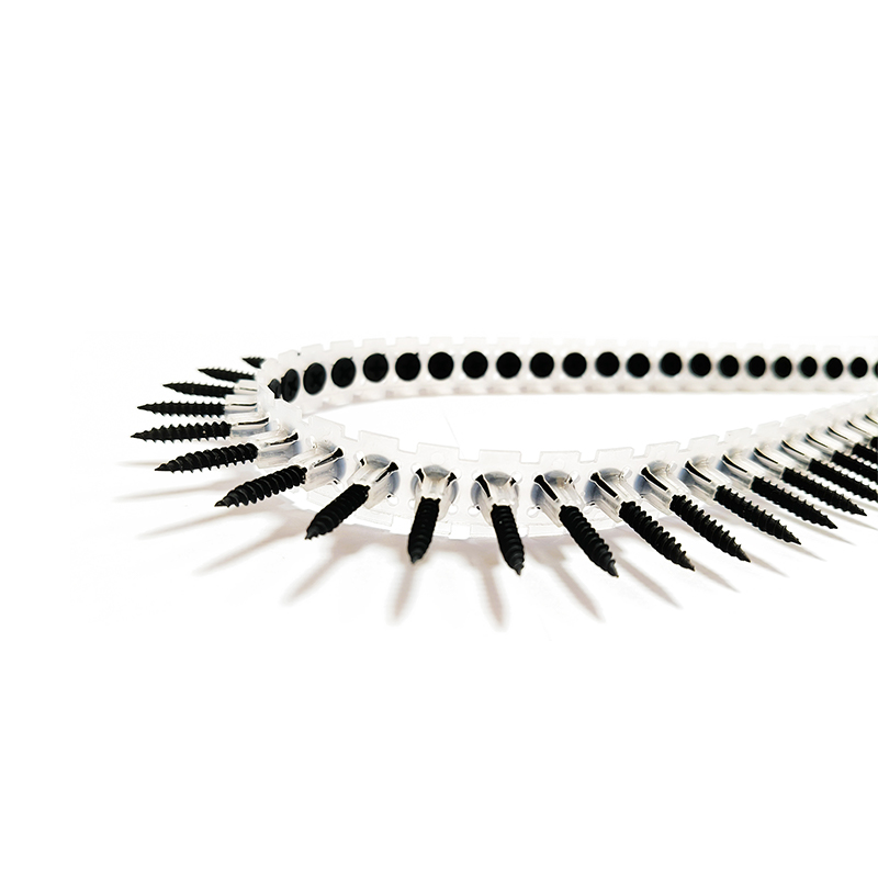 Tornillo para placas de yeso con cabeza de trompeta Phillips en tiras 6-18×25-45 con fosfatado negro