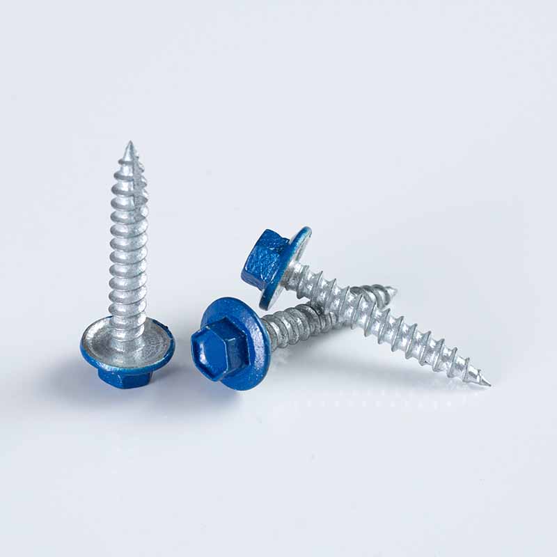 Tornillo de 12-11 × 35 CL3 T17 con cabeza hexagonal y cabeza pintada en azul RAL 5017