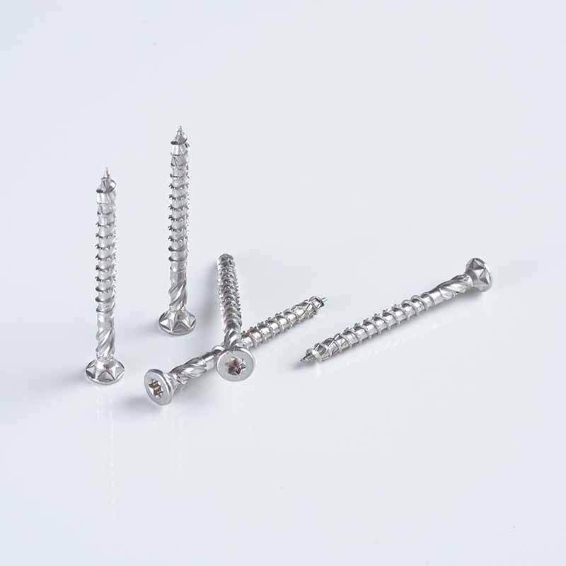 Tornillo para madera de 8-10×50-65 SS304 con cabeza avellanada doble, accionamiento Torx y rosca Hi-Lo retorcida